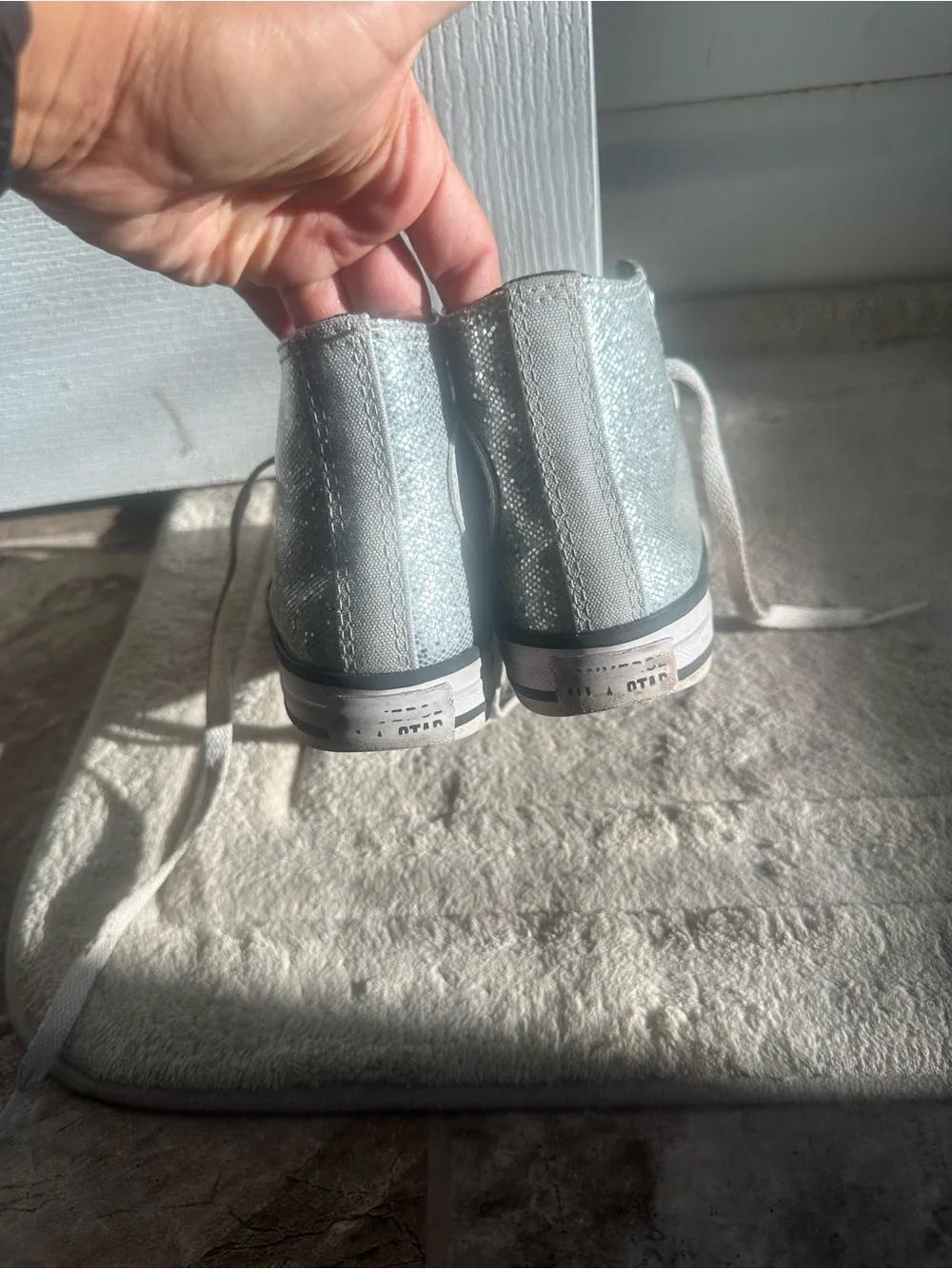 Converse Kids Silver Glitter Chuck Taylor High Top Sneakers